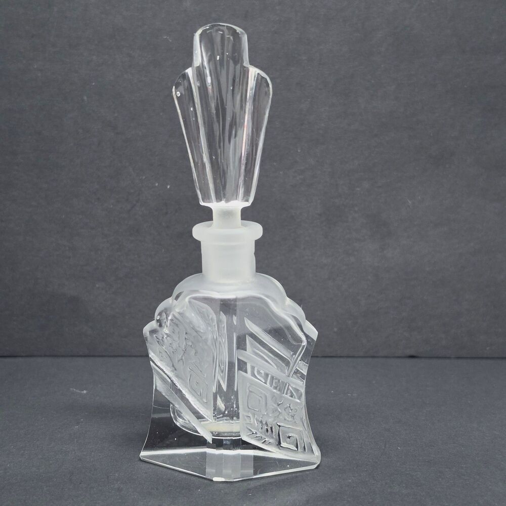 Vintage Art Deco Antoinette Cut And Etched Crystal Perfume Bottle With Stopper